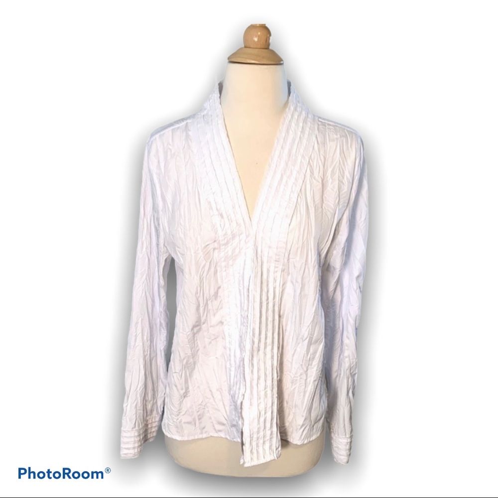 Christopher & Banks Crinkle White Blouse, L